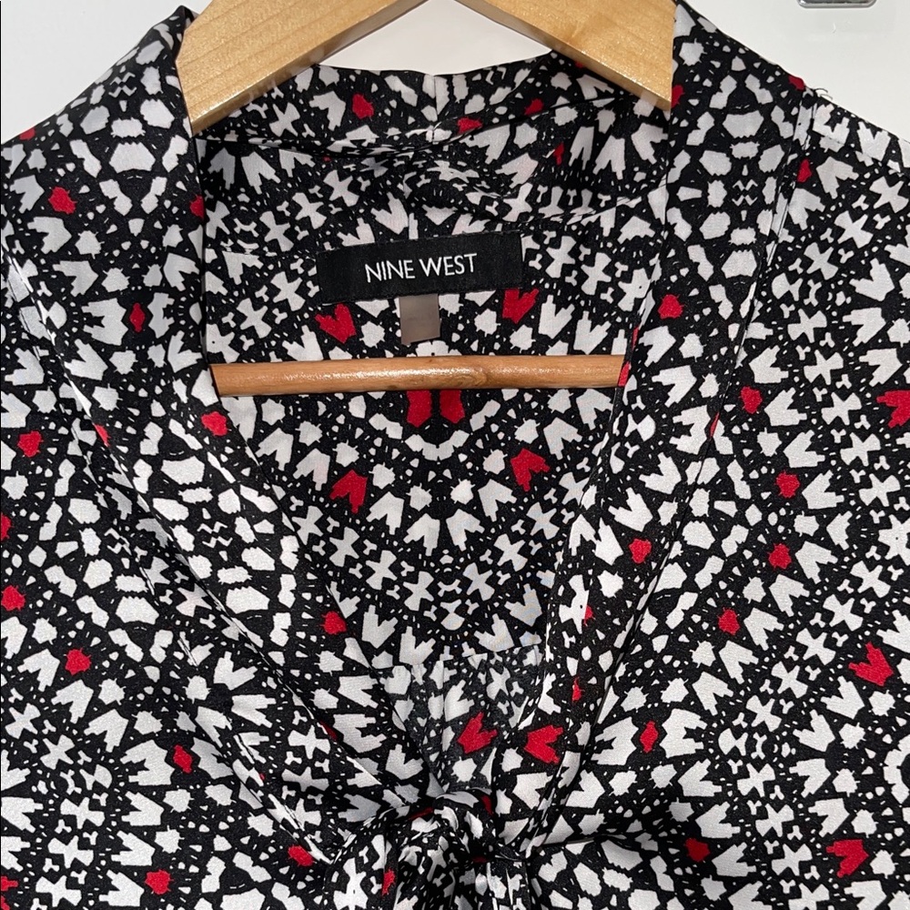 Nine West Black and Red Geometric Blouse - Picture 3 of 8
